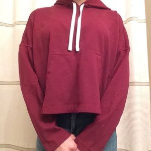Maroon colored crop hoodie